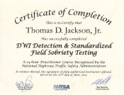 DWI Detection Course Graduation Certificate